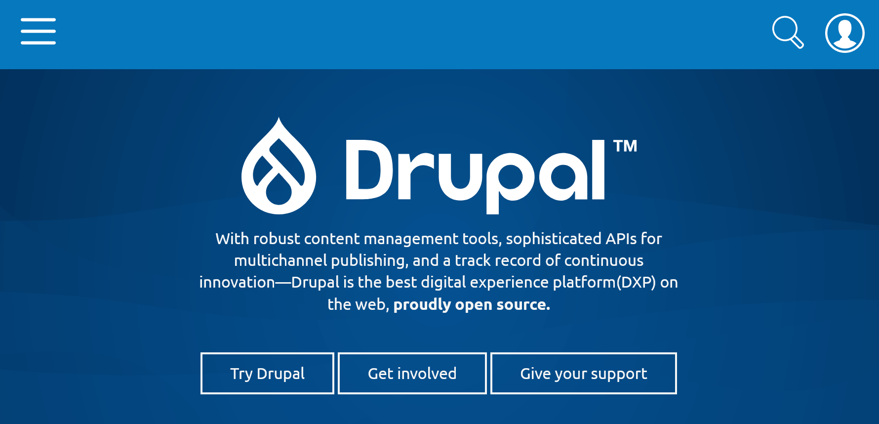 Screenshot of Drupal Homepage