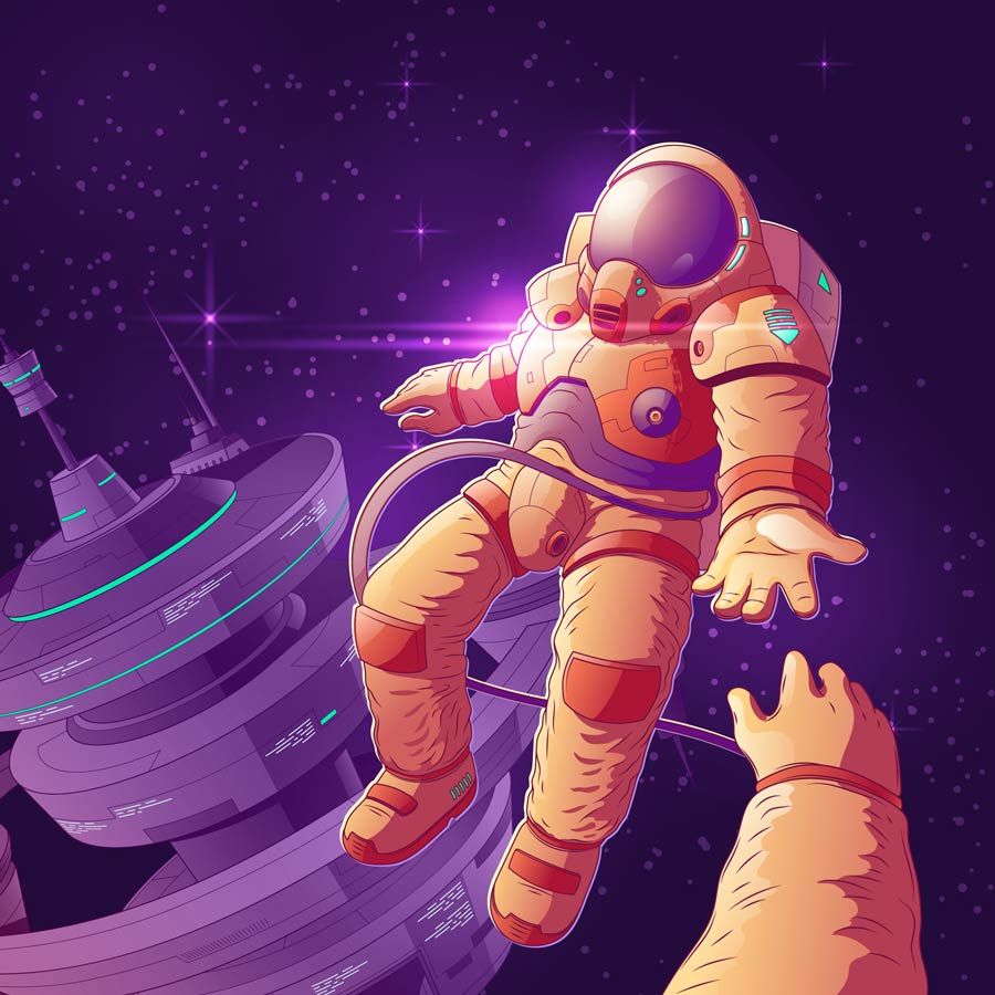 Illustration of astronaut on a space walk