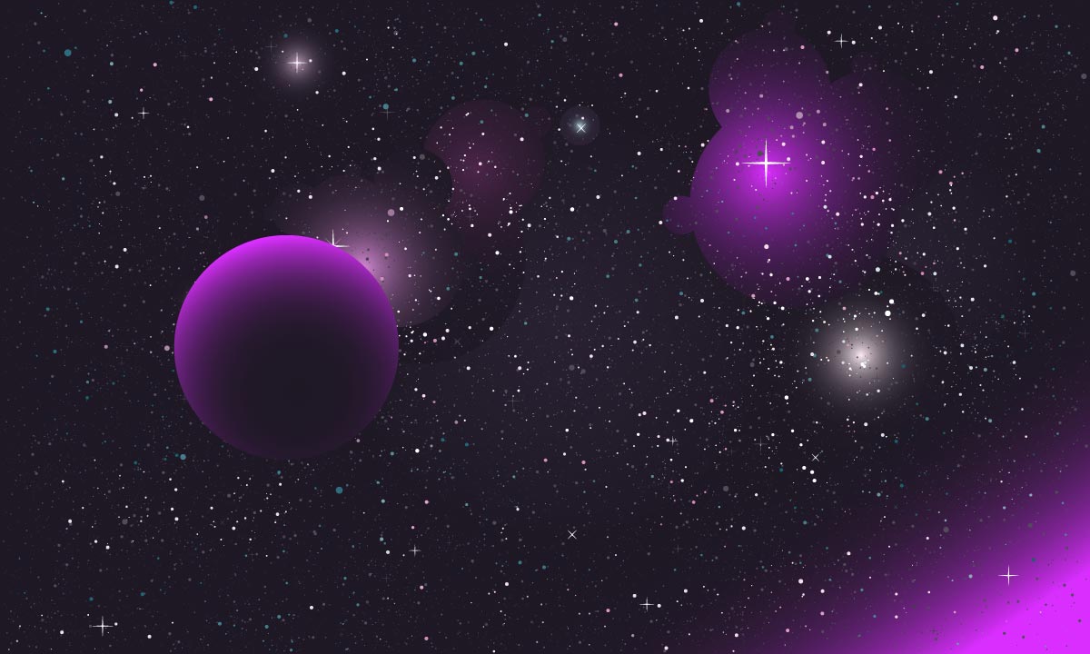 Purple tinged view of space