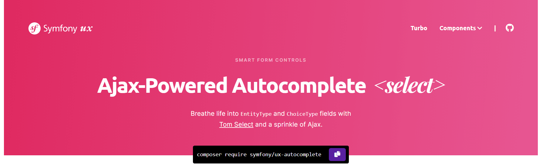 Symfony UX Autocomplete component screenshot