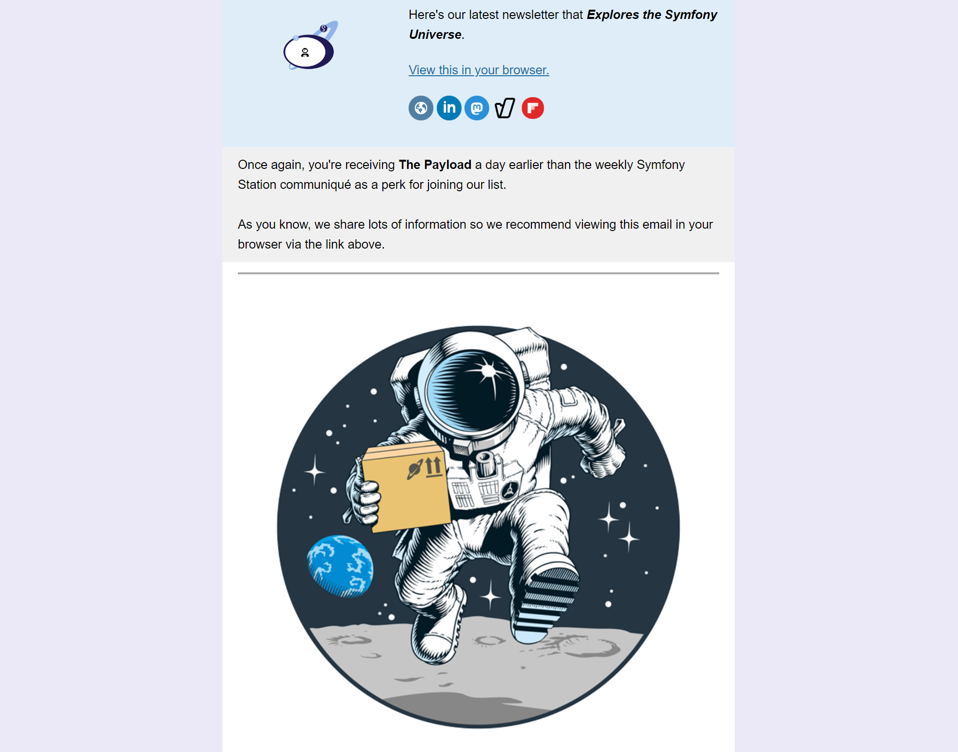Screenshot of The Payload newsletter