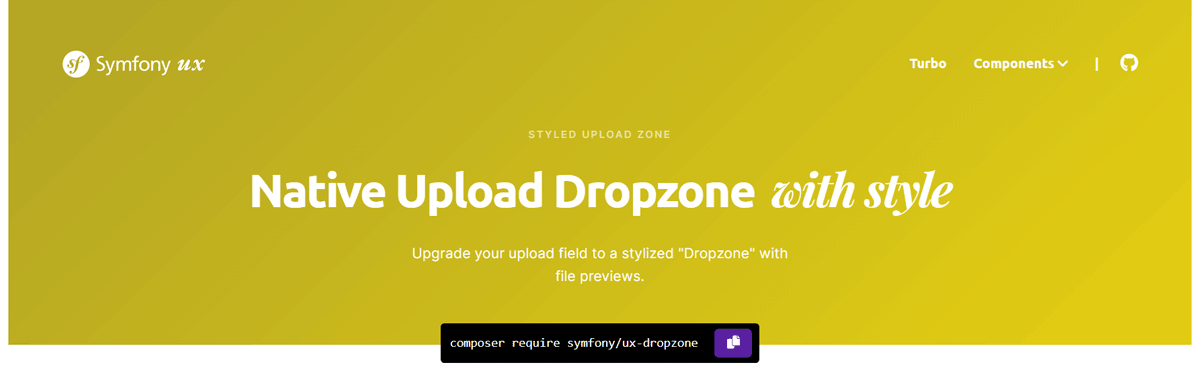 Symfony UX Stylized Dropzone component screenshot