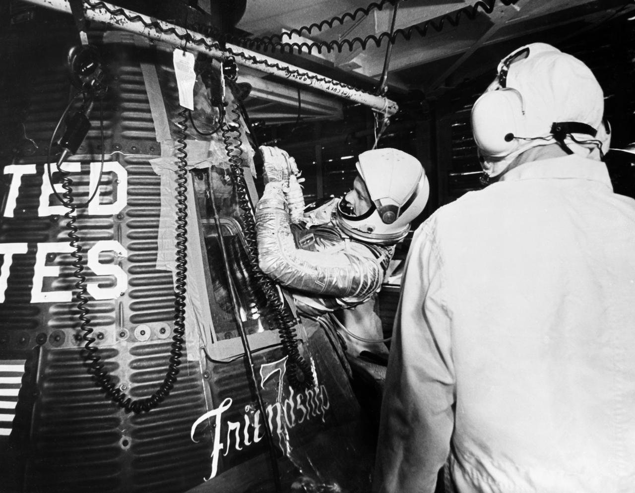 NASA astronuat entering capsule 1960s