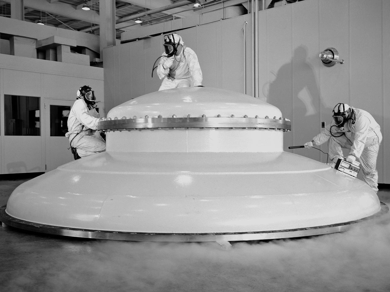 NASA technicians test for radioactivity 1960s