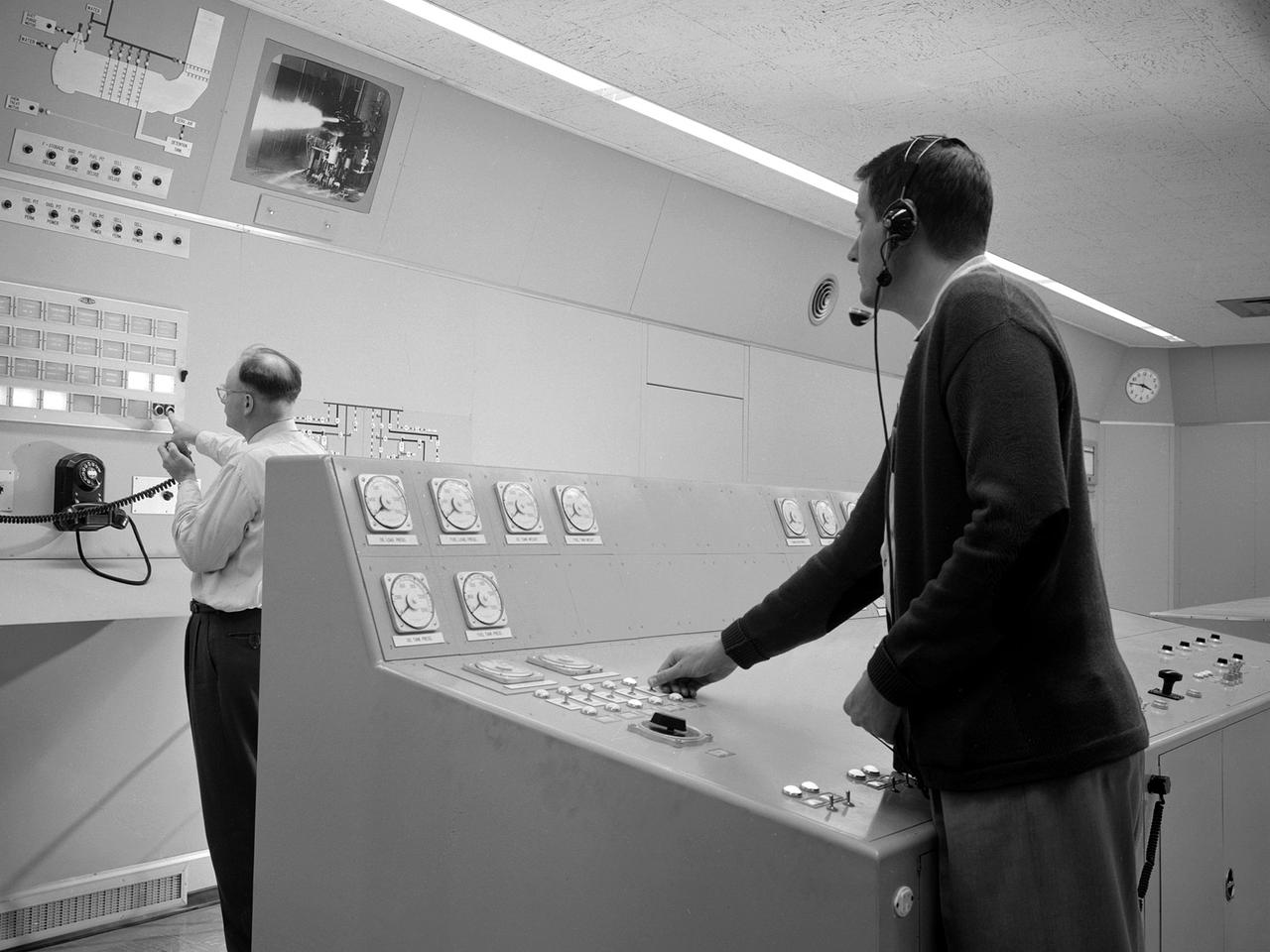 NASA engineers in control room 1960s