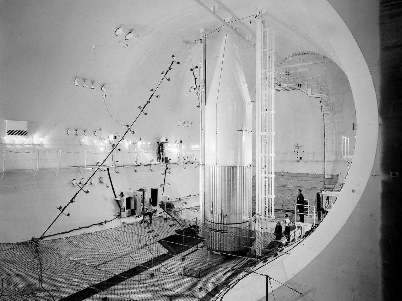 NASA scale rocket in wind tunnel 1960s